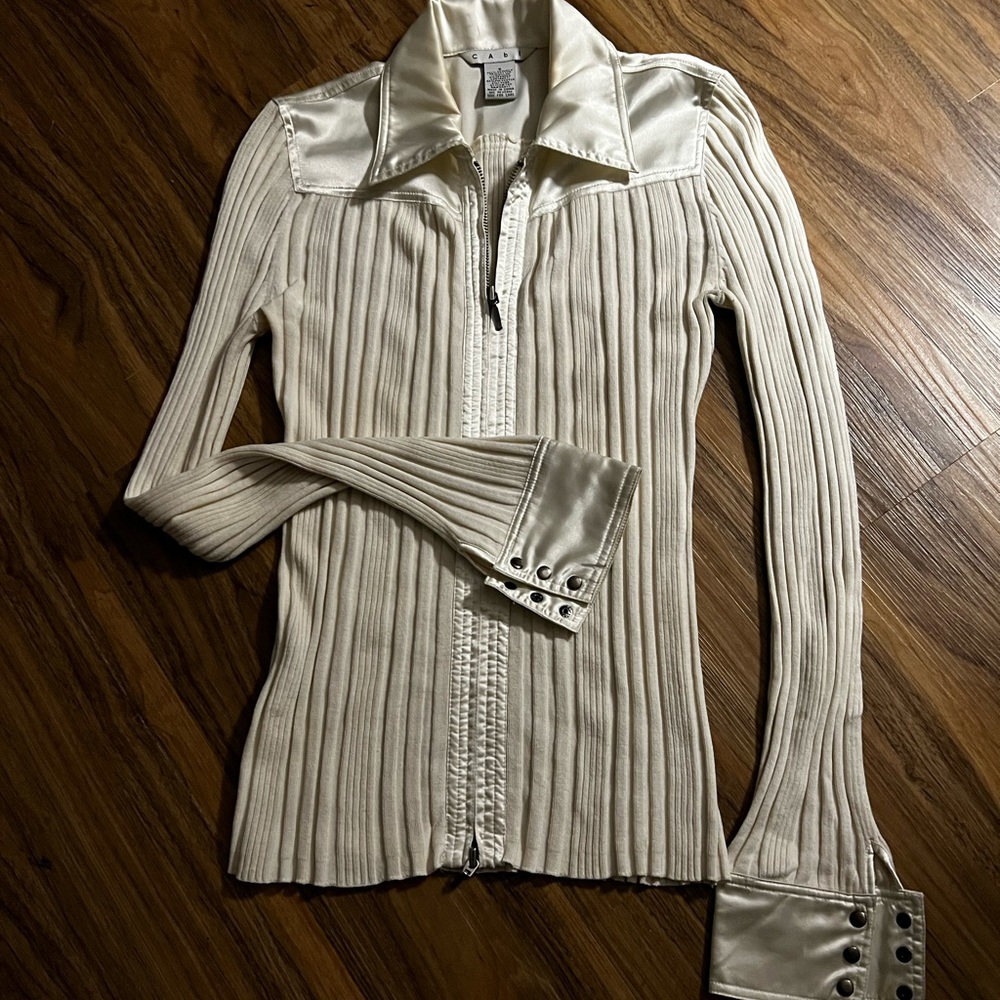 Soft White CAbi Western Zip-front Shirt